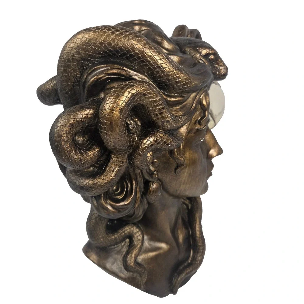 Tahari Home 14 Inch Medusa Bust LED Lighted Eyes Lantern Bronze Halloween Decor